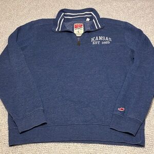 League Navy Kansas 1/4 Zip-Up Sweater Sweatshirt